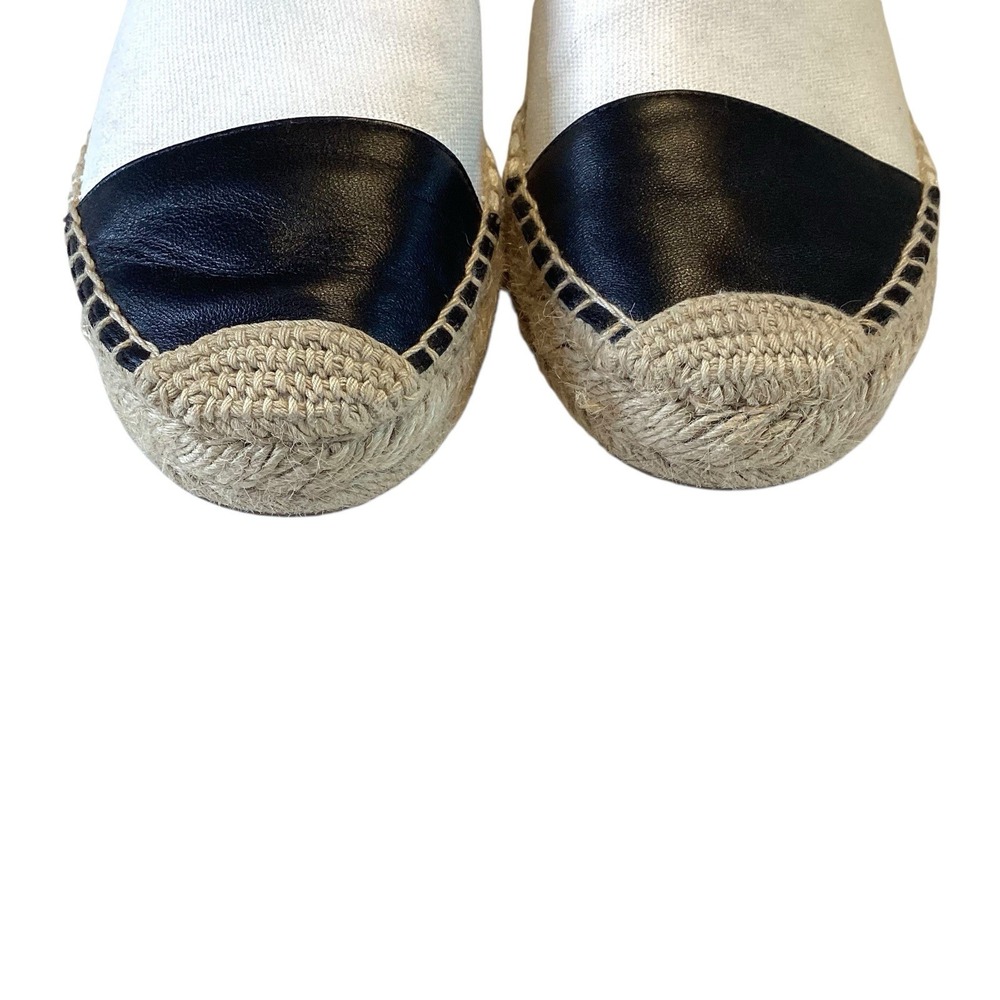 J Crew Shoes Women‎ Sz 8  Cream Black Flats Espadrilles Slip On Beach Preppy - Picture 4 of 8